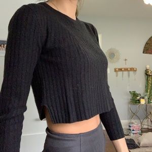 Black rubbed wool & linen pull over